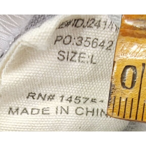 Peach Love Denim Jackey The Lollie White Animal Print Button Fringe Womens Large - Picture 7 of 10